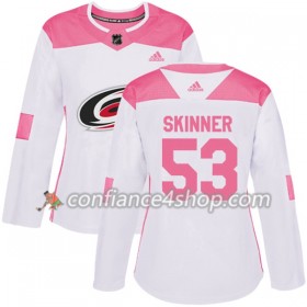 Adidas Maillot de Hockey Carolina Hurricanes Jeff Skinner 53 2017-2018 Blanc Rose Fashion Authentic - Femme